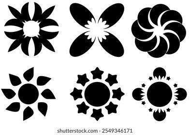 Flowers icon black illustrations.
Set of black white flowers.
black white flowers icon.