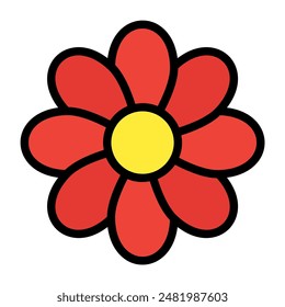 flowers icon color or logo illustration outline black style	