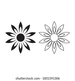 Blumensymbol-Design einzeln auf weißem Hintergrund