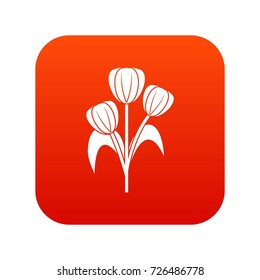 Flowers icon digital red for any design isolated on white vector illustration