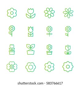 Flowers icon, flat design, thin line style