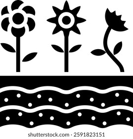 Flowers Icon Glyph Vector Illustration