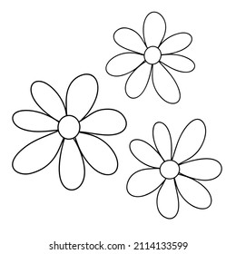 Flowers icon. Hand drawn simple black outline vector illustration clip art in doodle style, isolated on white background