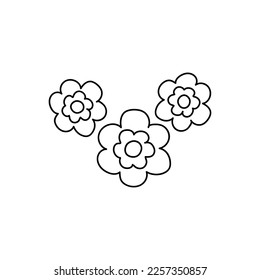 Icono de flores. Dibujo manual simple de contorno negro ilustración de vector arte clip en estilo doodle, aislado en fondo blanco