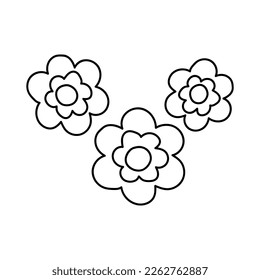 Flowers icon. Hand drawn simple black outline vector illustration clip art in doodle style, isolated on white background