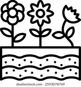 Flowers Icon Line Vector Illustration