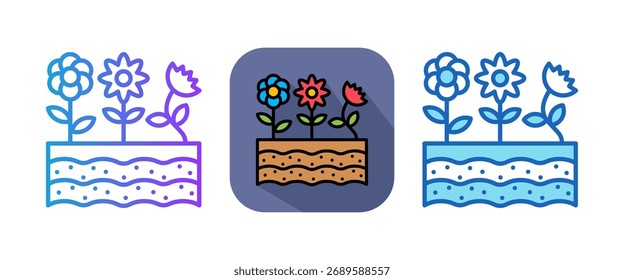 Icono de flores Ilustración vectorial múltiple