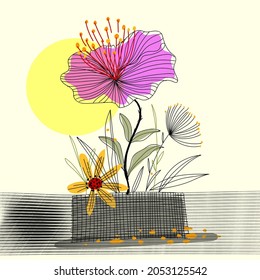 Flowers icon object sketch line hand drawn vector illustration.