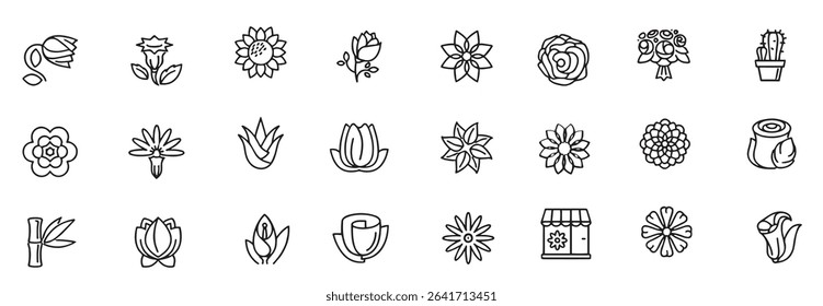 flowers icon set editable stroke contains such icons as bouquets bunches flowers international