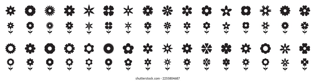 Flowers icon set. Flower simple icon. Flower icons set isolated on white background. Flowers icon set in modern simple. Vector illustration