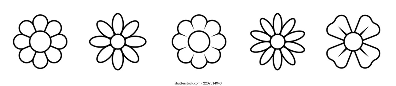 Flowers icon set. Flowers isolated on transparent background. Flowers in modern simple. Cute round flower plant nature collection. Vector illustrator.