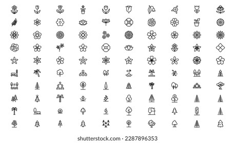 Flowers icon set. Flowers isolated on transparent background. Flowers in modern simple. Cute round flower plant nature collection
