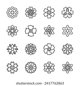 Flowers icon set isolated on white