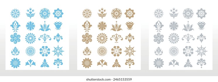 Flowers icon set. Flowers isolated on transparent background. Flowers in modern simple. Cute round flower plant nature collection. Vector illustrator