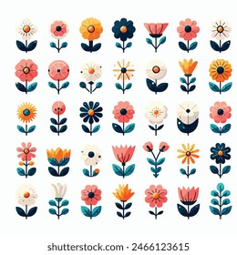 Flowers icon set. Flowers isolated on white background.