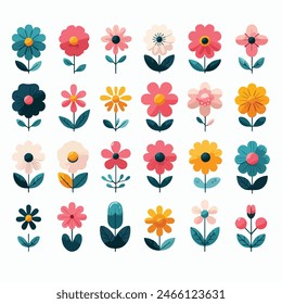 Flowers icon set. Flowers isolated on white background.
