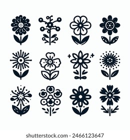 Flowers icon set. Flowers isolated on white background.