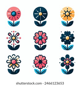 Flowers icon set. Flowers isolated on white background.