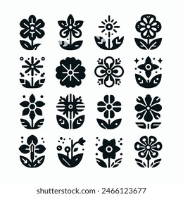 Flowers icon set. Flowers isolated on white background.