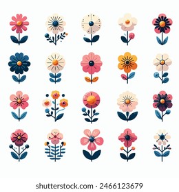 Flowers icon set. Flowers isolated on white background.