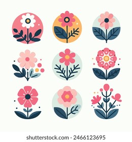 Flowers icon set. Flowers isolated on white background.