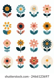 Flowers icon set. Flowers isolated on white background.