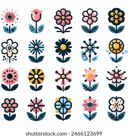 Flowers icon set. Flowers isolated on white background.