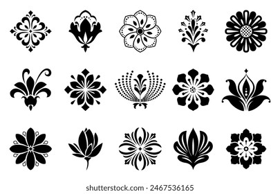 Flowers icon set. Flowers isolated on transparent background. Flowers in modern simple. Cute round flower plant nature collection. Vector illustrator