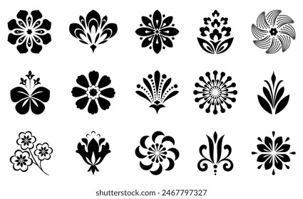 Flowers icon set. Flowers isolated on transparent background. Flowers in modern simple. Cute round flower plant nature collection. Vector illustrator