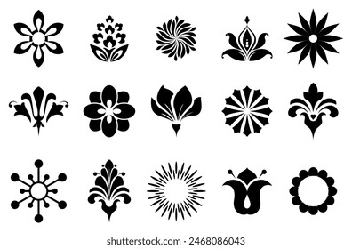 Flowers icon set. Flowers isolated on transparent background. Flowers in modern simple. Cute round flower plant nature collection. Vector illustrator