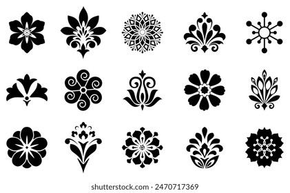 Flowers icon set. Flowers isolated on transparent background. Flowers in modern simple. Cute round flower plant nature collection. Vector illustrator