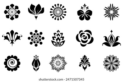 Flowers icon set. Flowers isolated on transparent background. Flowers in modern simple. Cute round flower plant nature collection. Vector illustrator