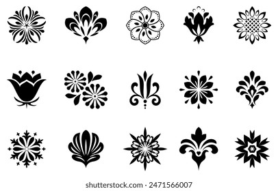 Flowers icon set. Flowers isolated on transparent background. Flowers in modern simple. Cute round flower plant nature collection. Vector illustrator