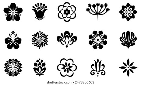 Conjunto de iconos de flores. Flores aisladas sobre fondo transparente. Flores en moderno sencillo. Lindo colección de la naturaleza de la planta de la flor redonda. ilustrador de Vector
