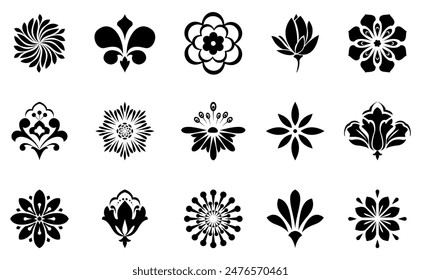 Conjunto de iconos de flores. Flores aisladas sobre fondo transparente. Flores en moderno sencillo. Lindo colección de la naturaleza de la planta de la flor redonda. ilustrador de Vector