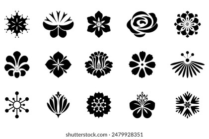 Flowers icon set. Flowers isolated on transparent background. Flowers in modern simple. Cute round flower plant nature collection. Vector illustrator