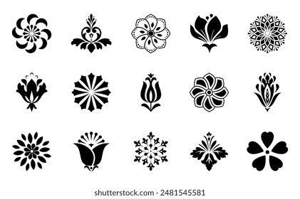 Flowers icon set. Flowers isolated on transparent background. Flowers in modern simple. Cute round flower plant nature collection. Vector illustrator