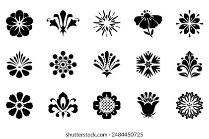 Conjunto de iconos de flores. Flores aisladas sobre fondo transparente. Flores en moderno sencillo. Lindo colección de la naturaleza de la planta de la flor redonda. ilustrador de Vector