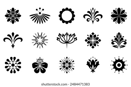 Flowers icon set. Flowers isolated on transparent background. Flowers in modern simple. Cute round flower plant nature collection. Vector illustrator