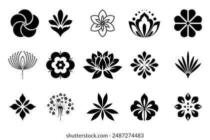 Flowers icon set. Flowers isolated on transparent background. Flowers in modern simple. Cute round flower plant nature collection. Vector illustrator