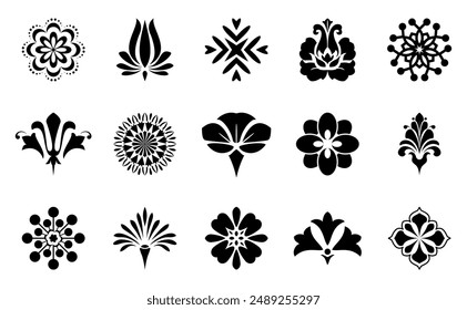 Flowers icon set. Flowers isolated on transparent background. Flowers in modern simple. Cute round flower plant nature collection. Vector illustrator