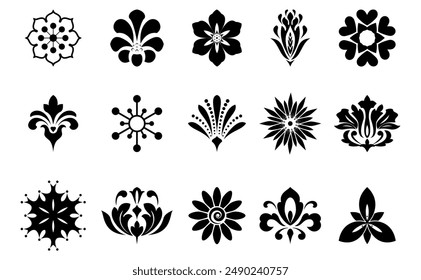 Conjunto de iconos de flores. Flores aisladas sobre fondo transparente. Flores en moderno sencillo. Lindo colección de la naturaleza de la planta de la flor redonda. ilustrador de Vector