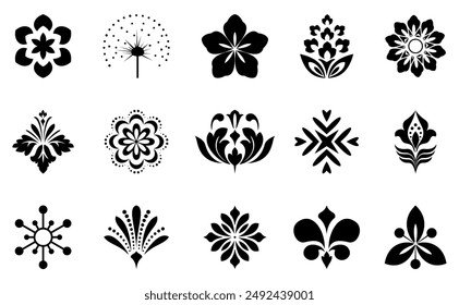 Conjunto de iconos de flores. Flores aisladas sobre fondo transparente. Flores en moderno sencillo. Lindo colección de la naturaleza de la planta de la flor redonda. ilustrador de Vector