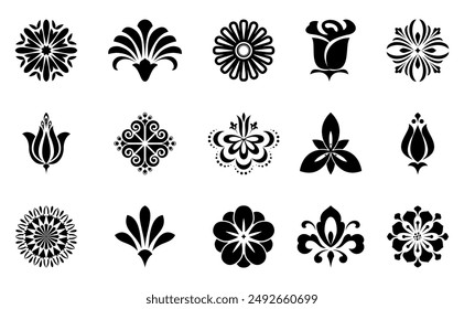 Flowers icon set. Flowers isolated on transparent background. Flowers in modern simple. Cute round flower plant nature collection. Vector illustrator