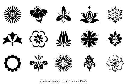 Flowers icon set. Flowers isolated on transparent background. Flowers in modern simple. Cute round flower plant nature collection. Vector illustrator
