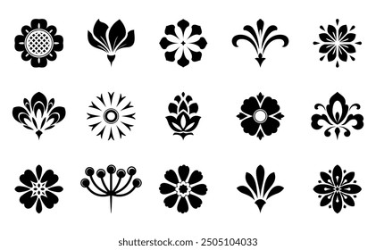 Flowers icon set. Flowers isolated on transparent background. Flowers in modern simple. Cute round flower plant nature collection. Vector illustrator