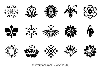 Flowers icon set. Flowers isolated on transparent background. Flowers in modern simple. Cute round flower plant nature collection. Vector illustrator