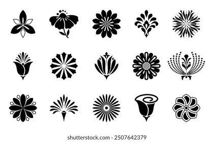 Flowers icon set. Flowers isolated on transparent background. Flowers in modern simple. Cute round flower plant nature collection. Vector illustrator