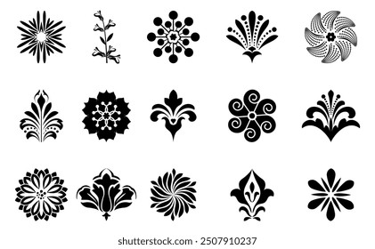 Flowers icon set. Flowers isolated on transparent background. Flowers in modern simple. Cute round flower plant nature collection. Vector illustrator