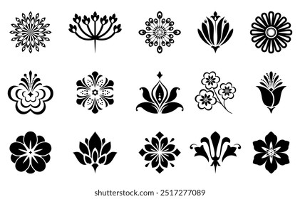 Flowers icon set. Flowers isolated on transparent background. Flowers in modern simple. Cute round flower plant nature collection. Vector illustrator